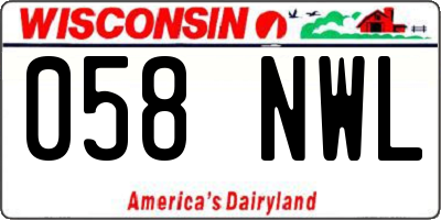 WI license plate 058NWL