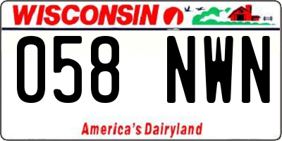 WI license plate 058NWN