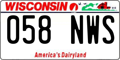 WI license plate 058NWS