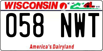 WI license plate 058NWT