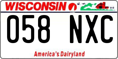 WI license plate 058NXC