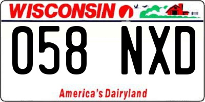 WI license plate 058NXD