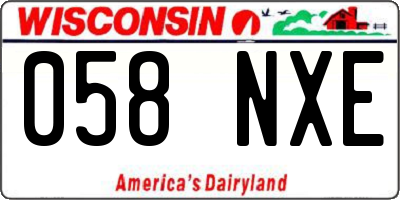WI license plate 058NXE
