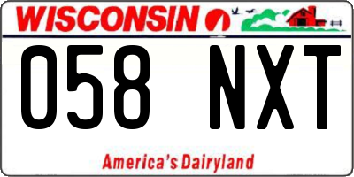WI license plate 058NXT