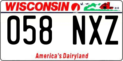 WI license plate 058NXZ