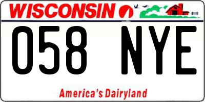 WI license plate 058NYE