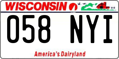 WI license plate 058NYI