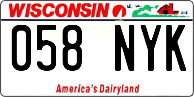 WI license plate 058NYK