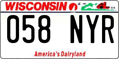 WI license plate 058NYR