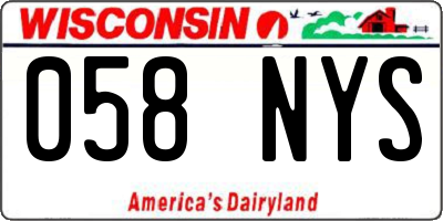 WI license plate 058NYS