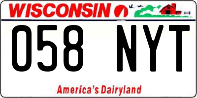 WI license plate 058NYT