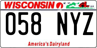 WI license plate 058NYZ