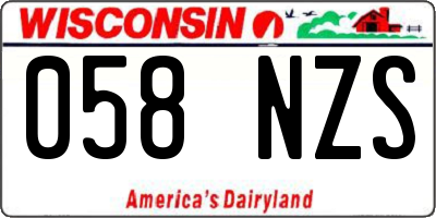 WI license plate 058NZS