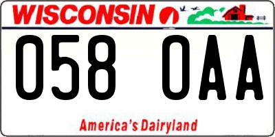WI license plate 058OAA