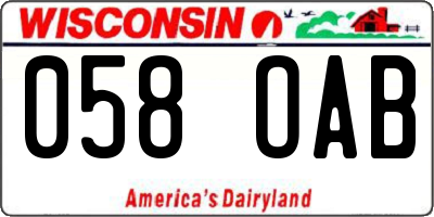 WI license plate 058OAB