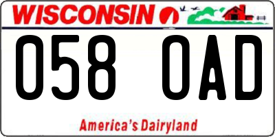 WI license plate 058OAD