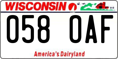 WI license plate 058OAF