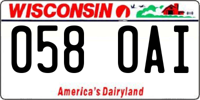 WI license plate 058OAI