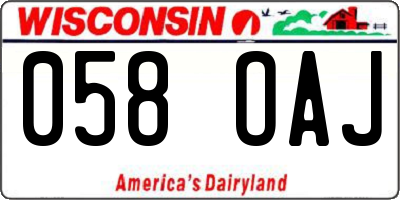 WI license plate 058OAJ