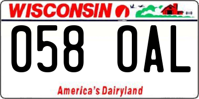 WI license plate 058OAL