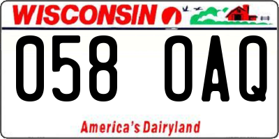 WI license plate 058OAQ