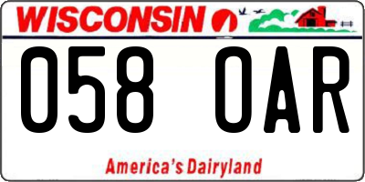 WI license plate 058OAR
