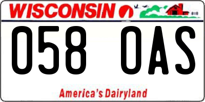 WI license plate 058OAS