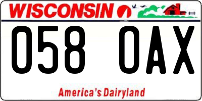 WI license plate 058OAX