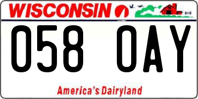 WI license plate 058OAY