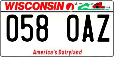 WI license plate 058OAZ