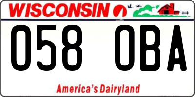 WI license plate 058OBA