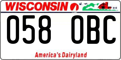 WI license plate 058OBC