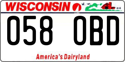WI license plate 058OBD