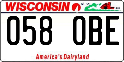 WI license plate 058OBE