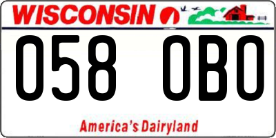 WI license plate 058OBO