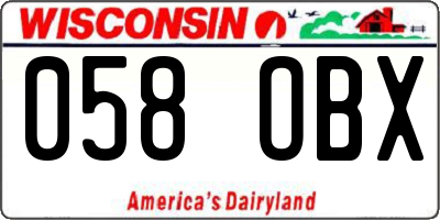 WI license plate 058OBX