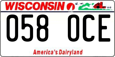 WI license plate 058OCE