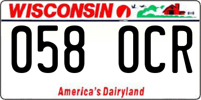 WI license plate 058OCR