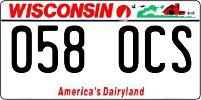 WI license plate 058OCS