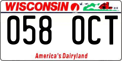 WI license plate 058OCT