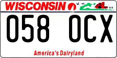 WI license plate 058OCX