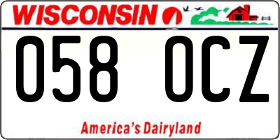 WI license plate 058OCZ
