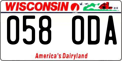 WI license plate 058ODA