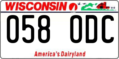WI license plate 058ODC