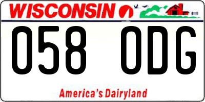 WI license plate 058ODG