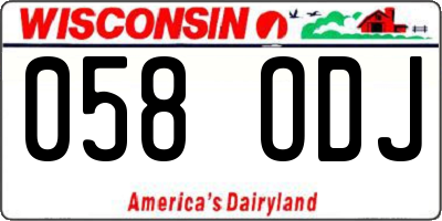 WI license plate 058ODJ