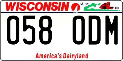WI license plate 058ODM