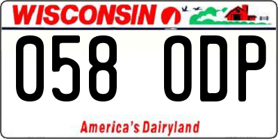 WI license plate 058ODP