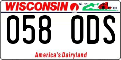 WI license plate 058ODS