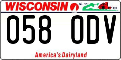 WI license plate 058ODV